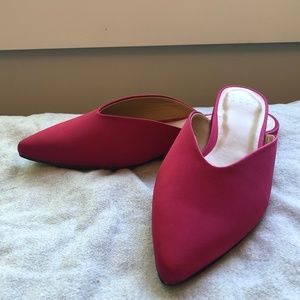 A New Day Faux Satin V Throat Backless Mules